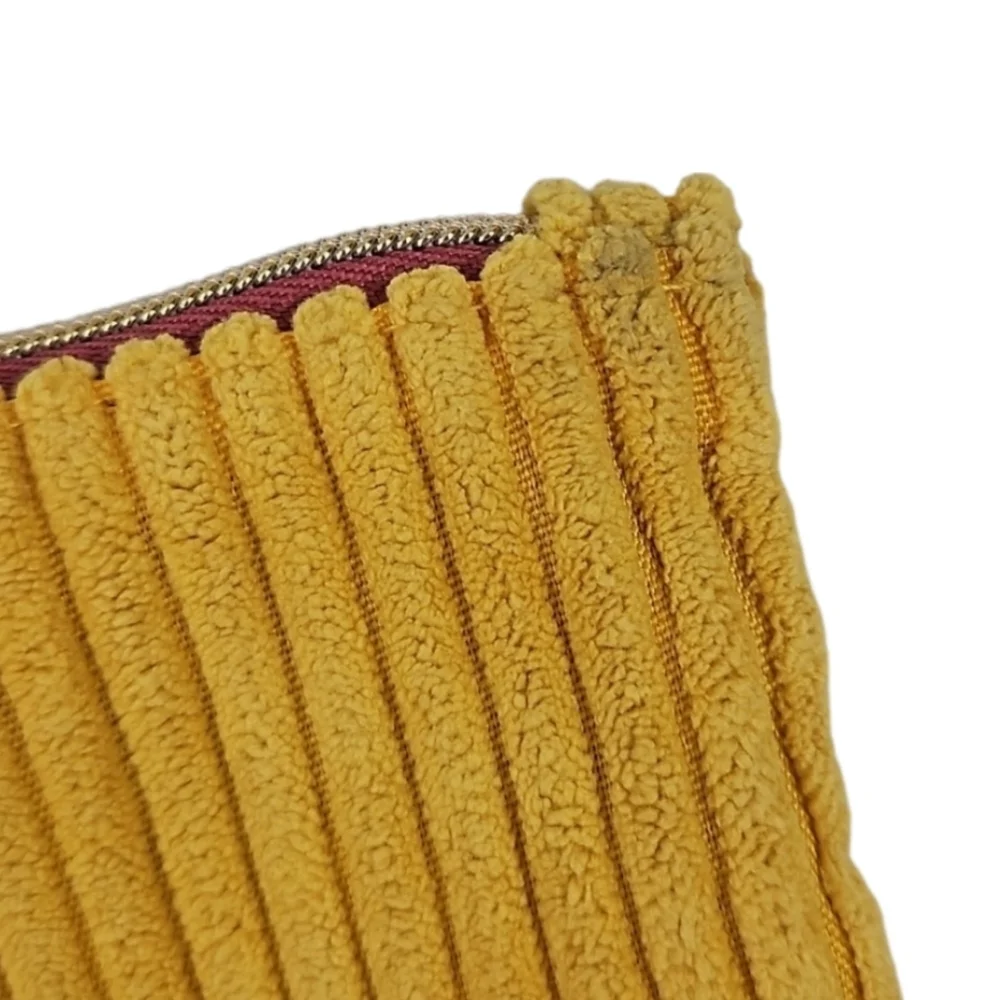 Ipsy Retro Vintage Corduroy Two-Color Zip Close Cutch Bag, Burgundy Yellow